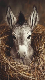 Young Donkey in a Hay Nest
