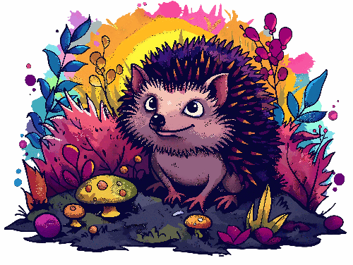 Charming Hedgehog Forest Illustration for Kids' Apparel