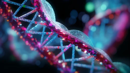 Close-Up of Colorful DNA Strand | Photorealistic Detail