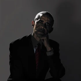 Contemplative Barack Obama Portrait