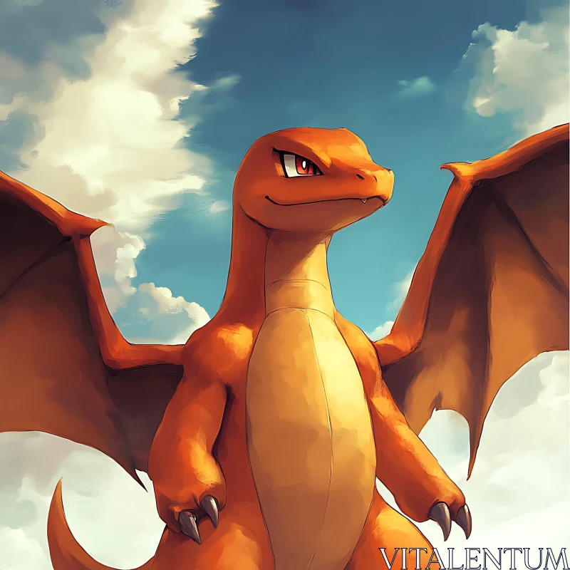 Fantasy Dragon in the Blue Sky AI Image