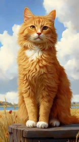 Fluffy Orange Cat in Nature