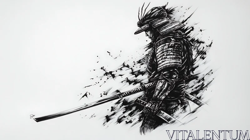 Ink Samurai: Traditional Japanese Warrior Art AI Image