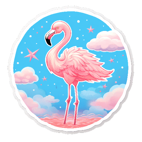 Elegant Pink Flamingo in a Starry Water Landscape POD Design