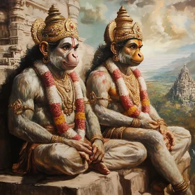 Hanuman Deities: Sacred Temple Scene