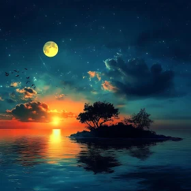 Serene Island at Sunset