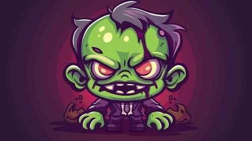 Humorous Cartoon Zombie in a Black Suit Illustration