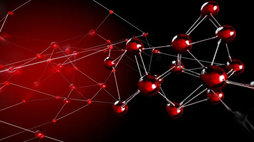 Red Molecule in a Liquid Metal Network | Scientific 3D Image