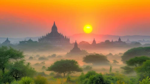 Sunrise in Myanmar: A Fantasy Landscape of Temples and Trees