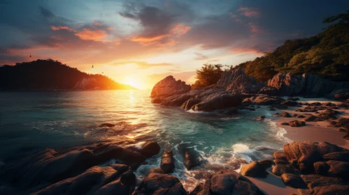Tropical Sunset Over Ocean - A Romantic Natural Landscape