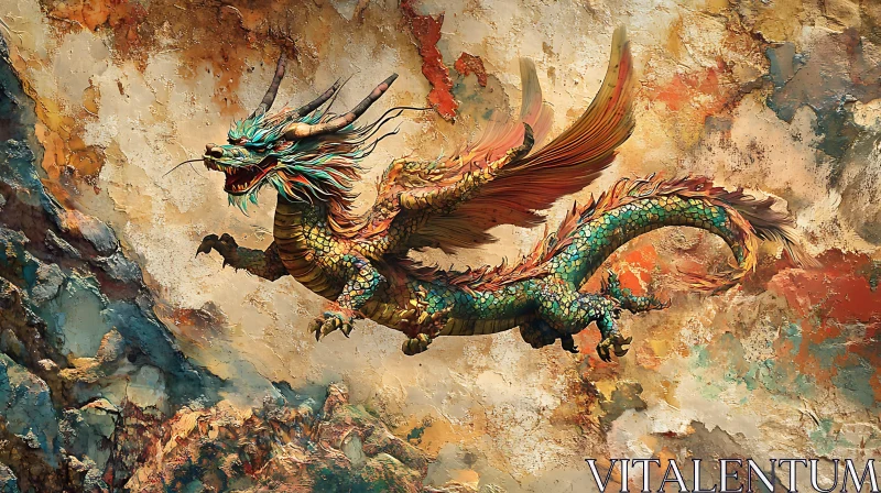 AI ART Emerald Scales Dragon in the Sky