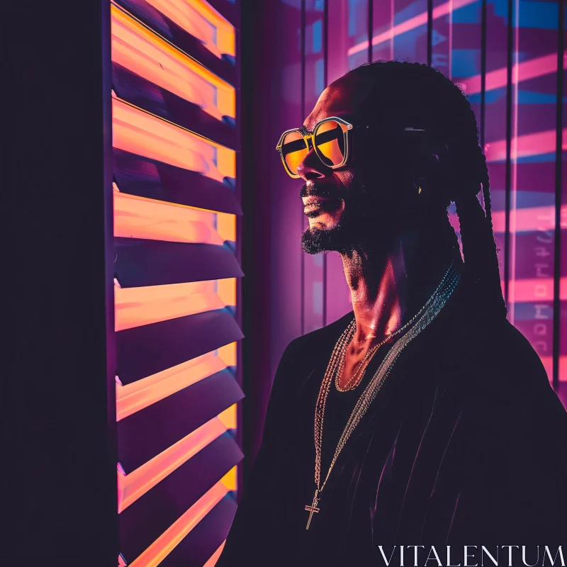 Snoop Dogg Neon Portrait AI Image