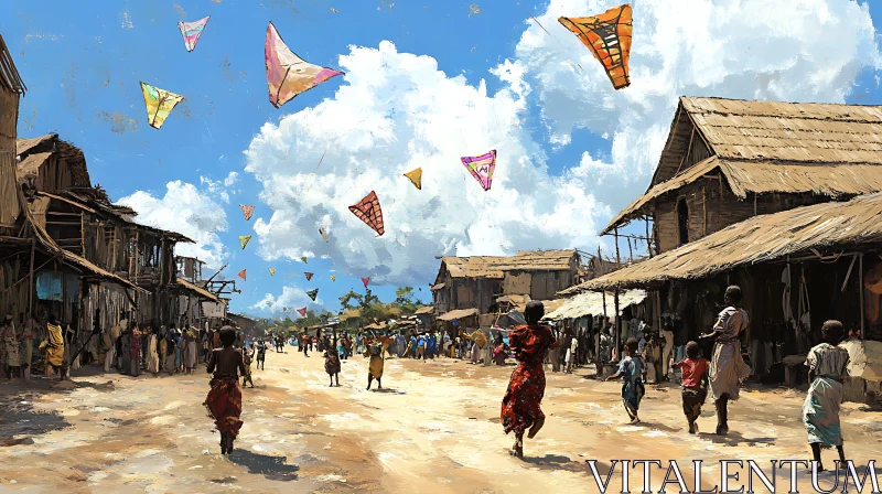 AI ART Kites Over Village