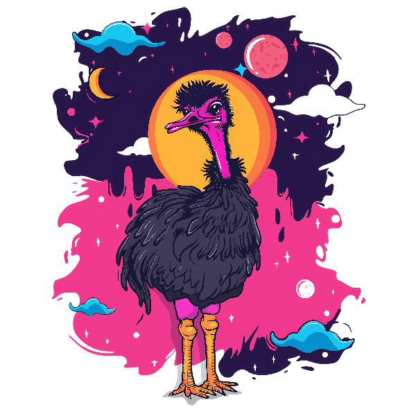 Cosmic Ostrich Tee Art POD Design