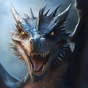 Majestic Blue Dragon Close-Up