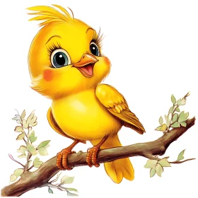 Cartoon Bird on a Branch