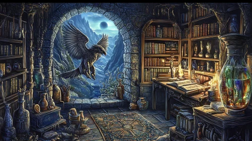 Eagle Soaring from Wizard's Library