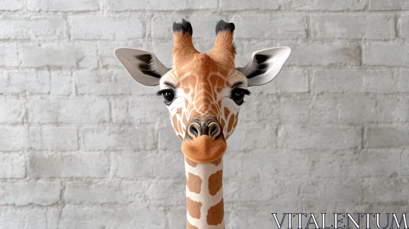 Giraffe Face with Brick Wall AI Image