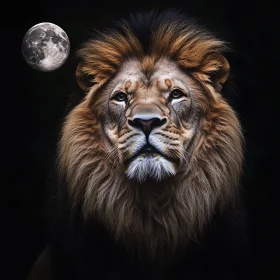 Majestic Lion Under Moonlight