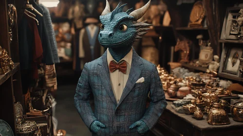 Dapper Dragon in Antique Setting