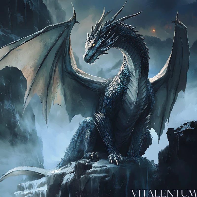 AI ART Fantasy Dragon on Cliff