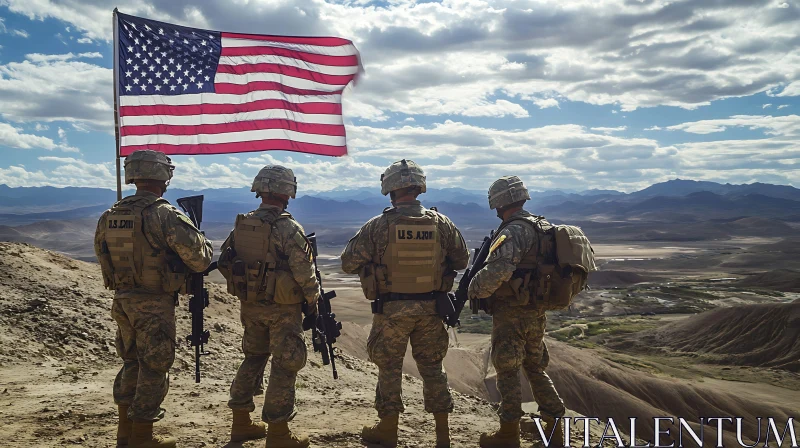 American Soldiers Overlooking Landscape AI Image