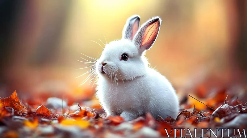 Cute Rabbit Among Fall Leaves AI Image