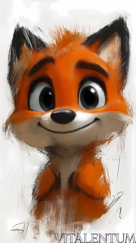 Adorable Fox Cartoon Art AI Image