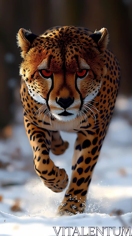 Snowy Cheetah Chase AI Image