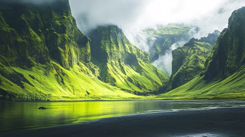 Peaceful Landscape with Verdant Mountain Reflections