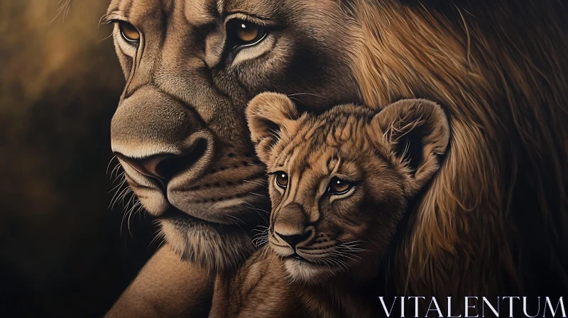 AI ART Mother and Child: Lion Edition