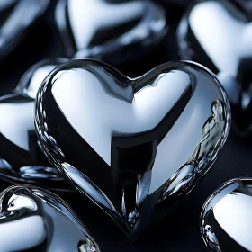 Metallic Hearts on Dark Backdrop