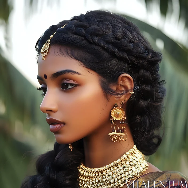 Serene Woman with Traditional Jewelry AI Image