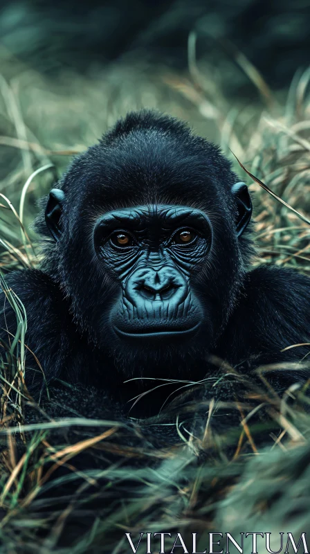 Wildlife Close-Up of Gorilla AI Image