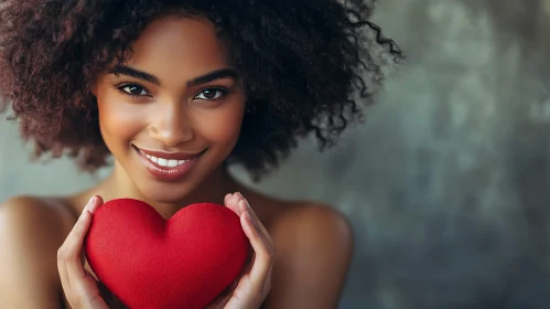 Smiling Woman with Red Heart