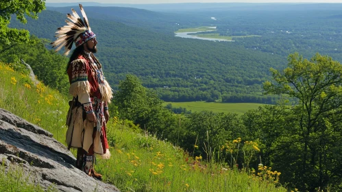 Man in Native American Dress AI Image