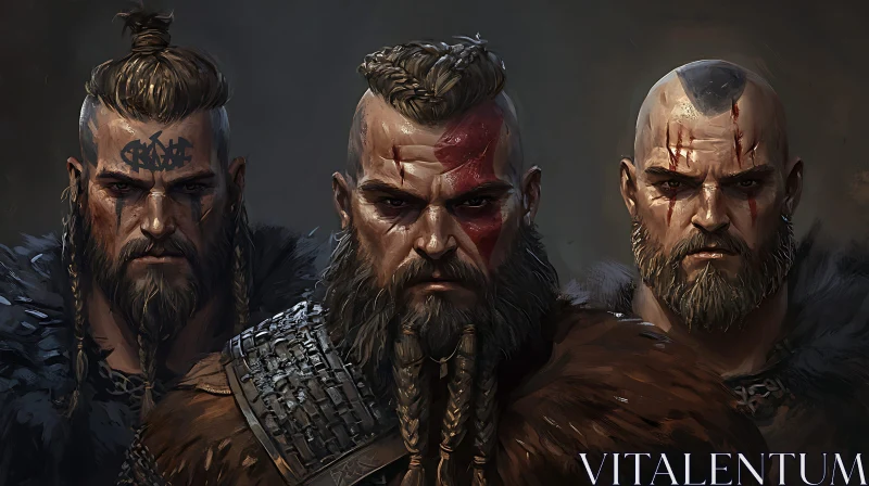 AI ART Three Viking Warriors: Strength and Resilience