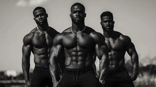 Three Men in Monochrome Fitness Portrait