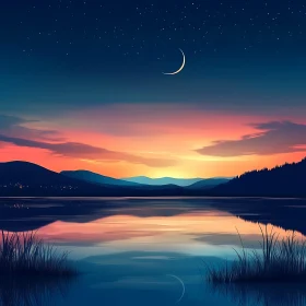 Peaceful Lake at Sunset