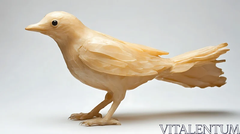 Sculpted Bird Figurine on White Background AI Image