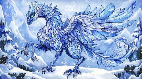 Frozen Dragon in Snowy Mountains