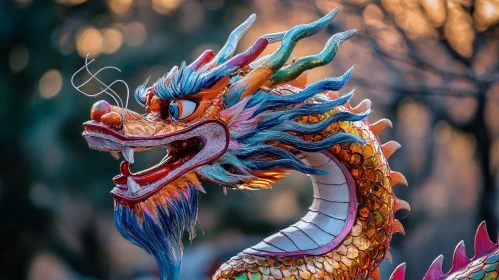 Vibrant Dragon Sculpture