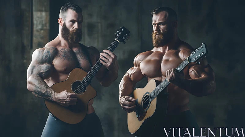 AI ART Two Strong Men Playing Guitars