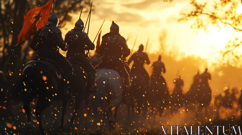 Golden Hour Cavalry: A Warrior's Sunset AI Image