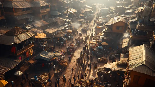 Crowded Cityscape Market