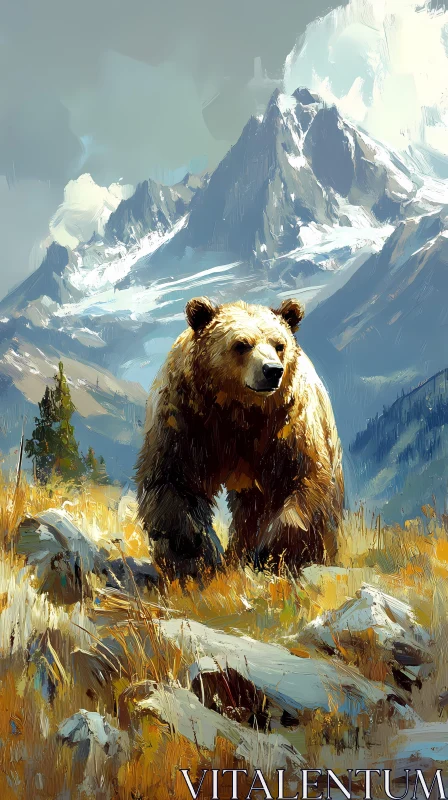 Bear Roaming Majestic Mountains AI Image