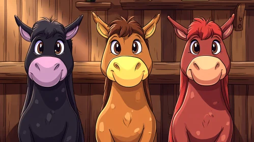 Colorful Cartoon Horses