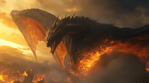 Dragon in Fiery Skies