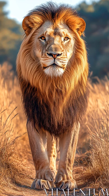 Regal Lion in Natural Habitat AI Image