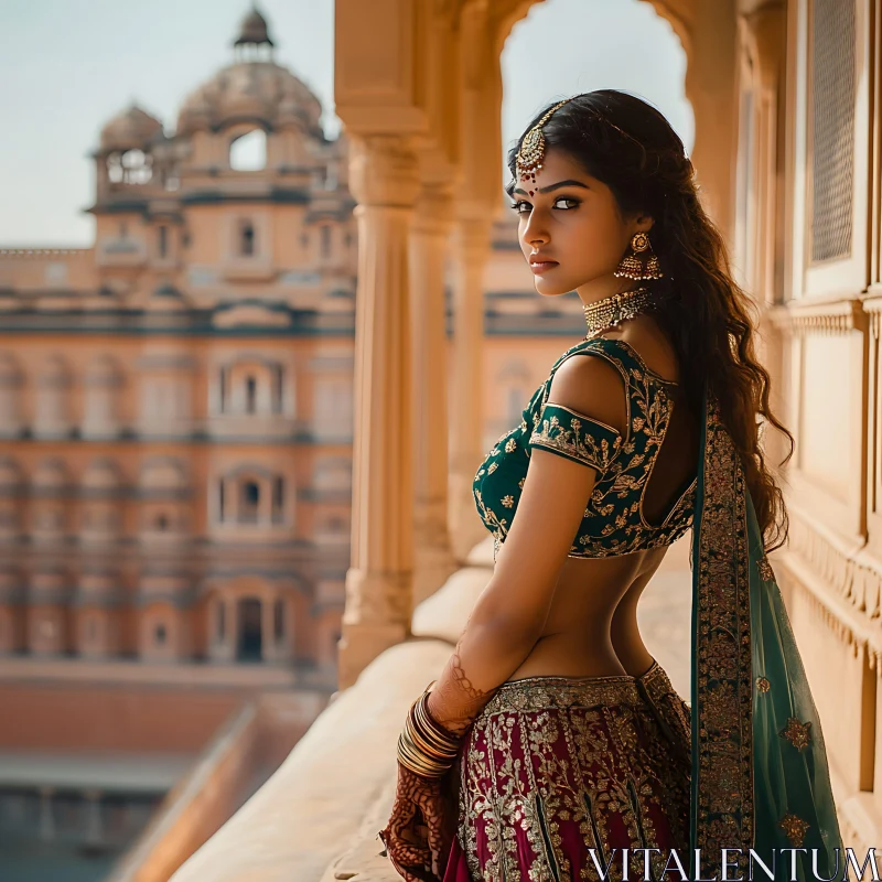 Portrait of Woman in Traditional Dress AI Image